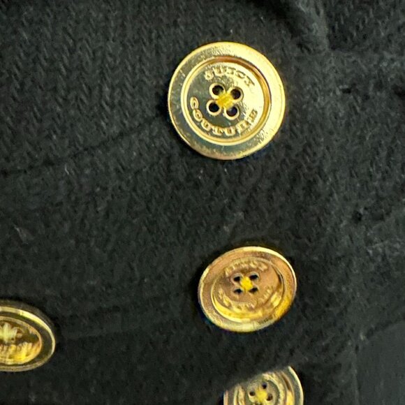 Juicy Couture Black Wool Overcoat with Gold Button - Picture 4 of 5